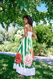 MOLLY DRESS LEAF ROSE STRIPE