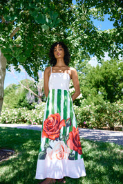 MOLLY DRESS LEAF ROSE STRIPE