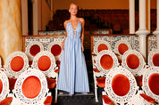 ESTELLE DRESS PERIWINKLE ANTIQUE STRIPE