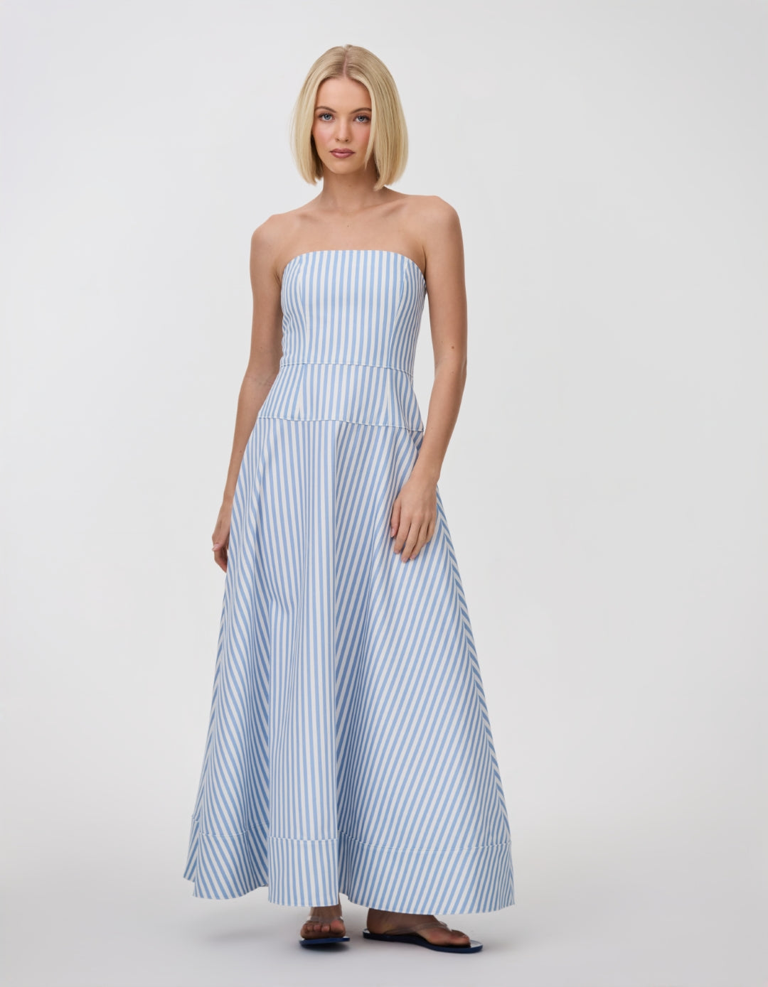 SLOANE DENIM DRESS PERIWINKLE STRIPE