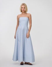 SLOANE DENIM DRESS PERIWINKLE STRIPE