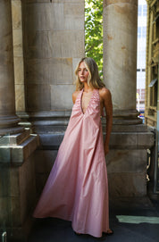 FAYE DRESS TEA ROSE STRIPE