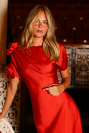 EVANGELINE GOWN SCARLET