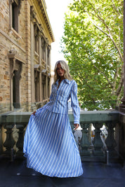 CALLA SKIRT PERIWINKLE ANTIQUE STRIPE