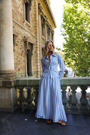 CALLA SKIRT PERIWINKLE ANTIQUE STRIPE