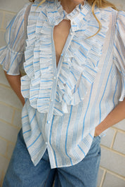 LEONIE BLOUSE SKY ANTIQUE STRIPE