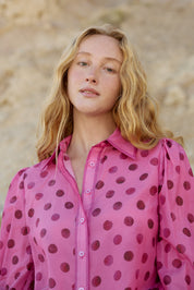 VIVIAN BLOUSE IN ORCHID DOT