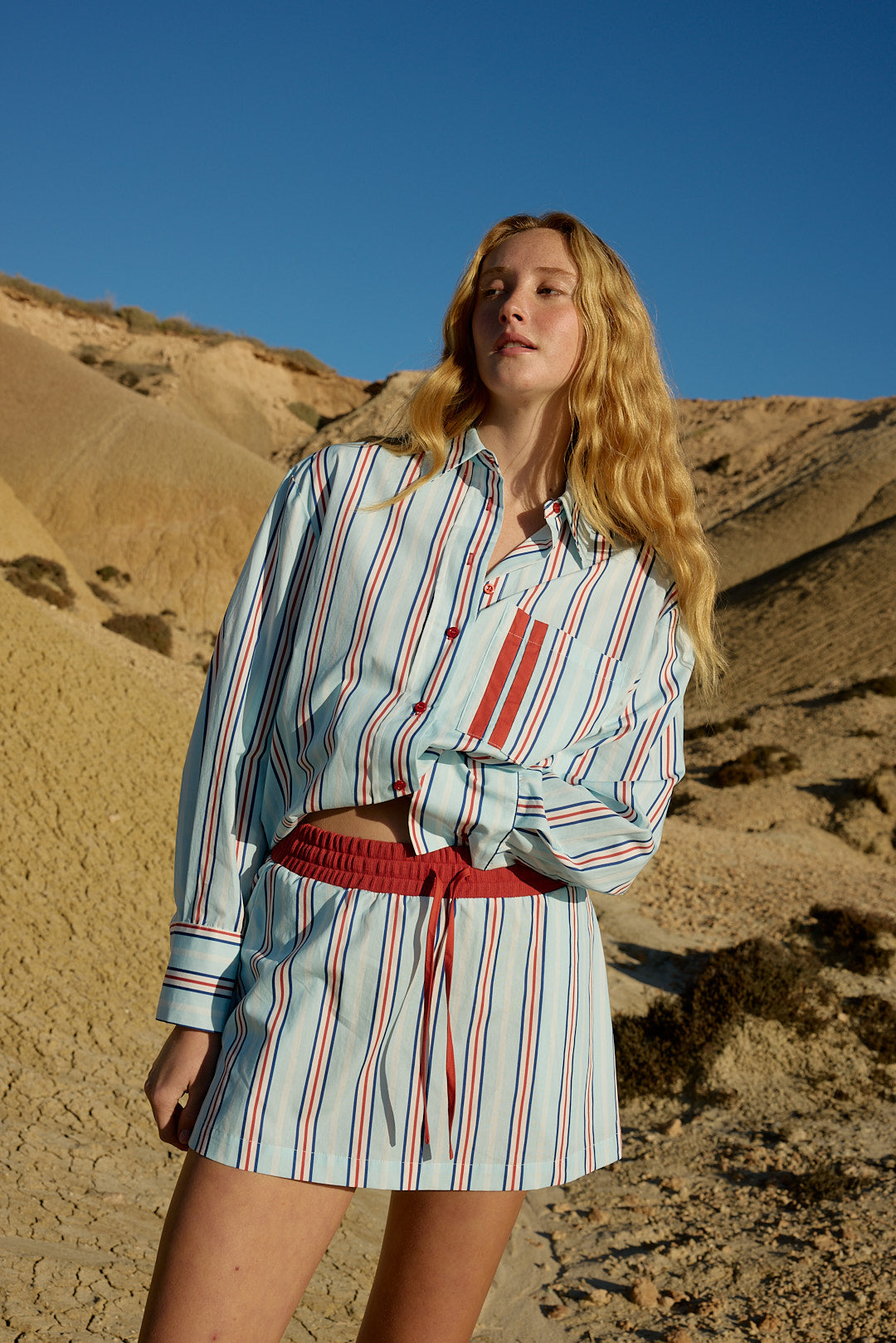 INDI SKIRT IN BLITHE CHERRY STRIPE