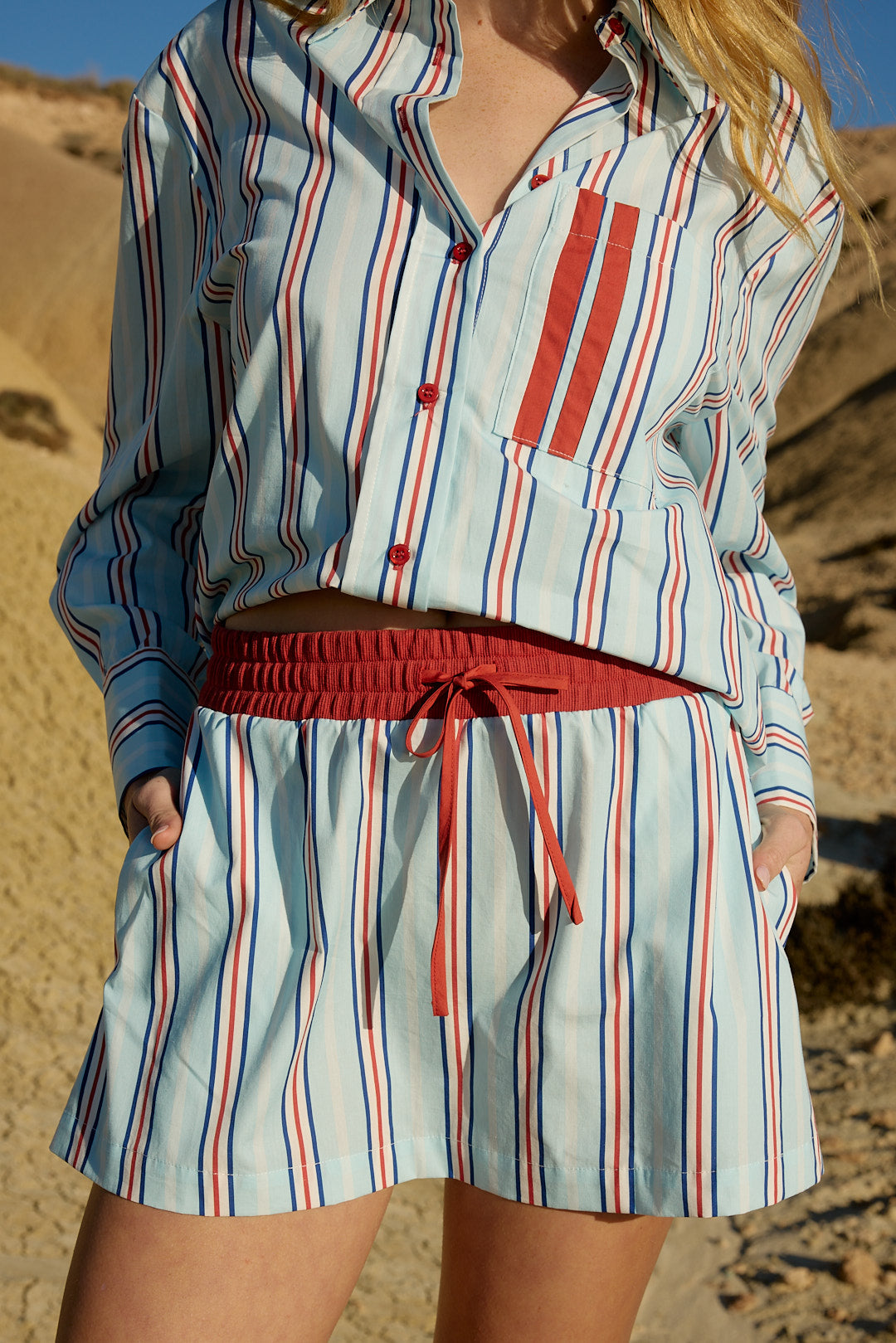INDI SKIRT IN BLITHE CHERRY STRIPE