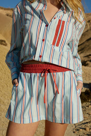 INDI SKIRT IN BLITHE CHERRY STRIPE