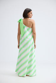 MILA DRESS IN FERN LAPIS STRIPE