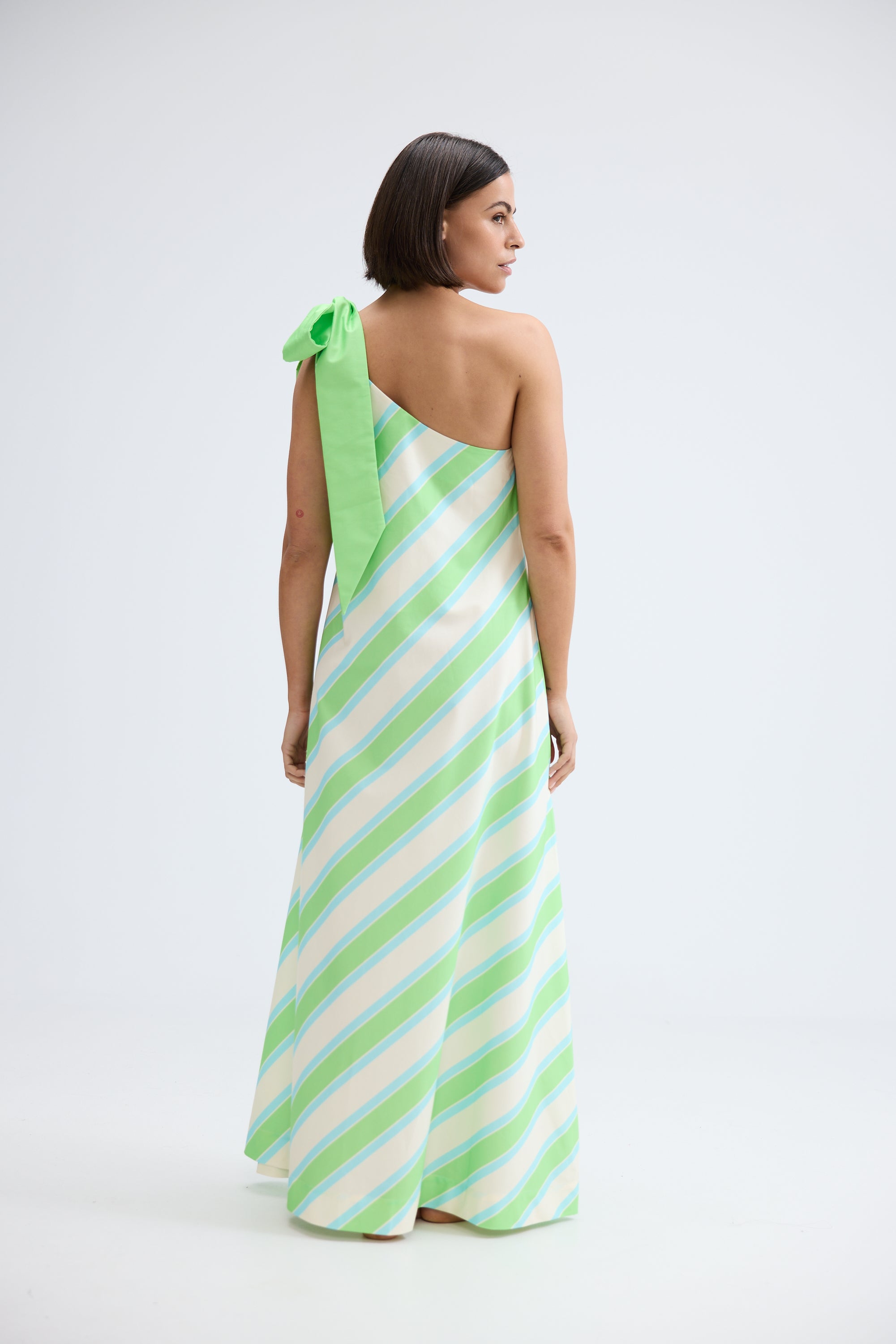 MILA DRESS IN FERN LAPIS STRIPE