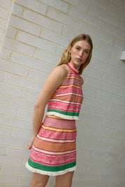 MADELEINE TOP RUBY MULTI STRIPE