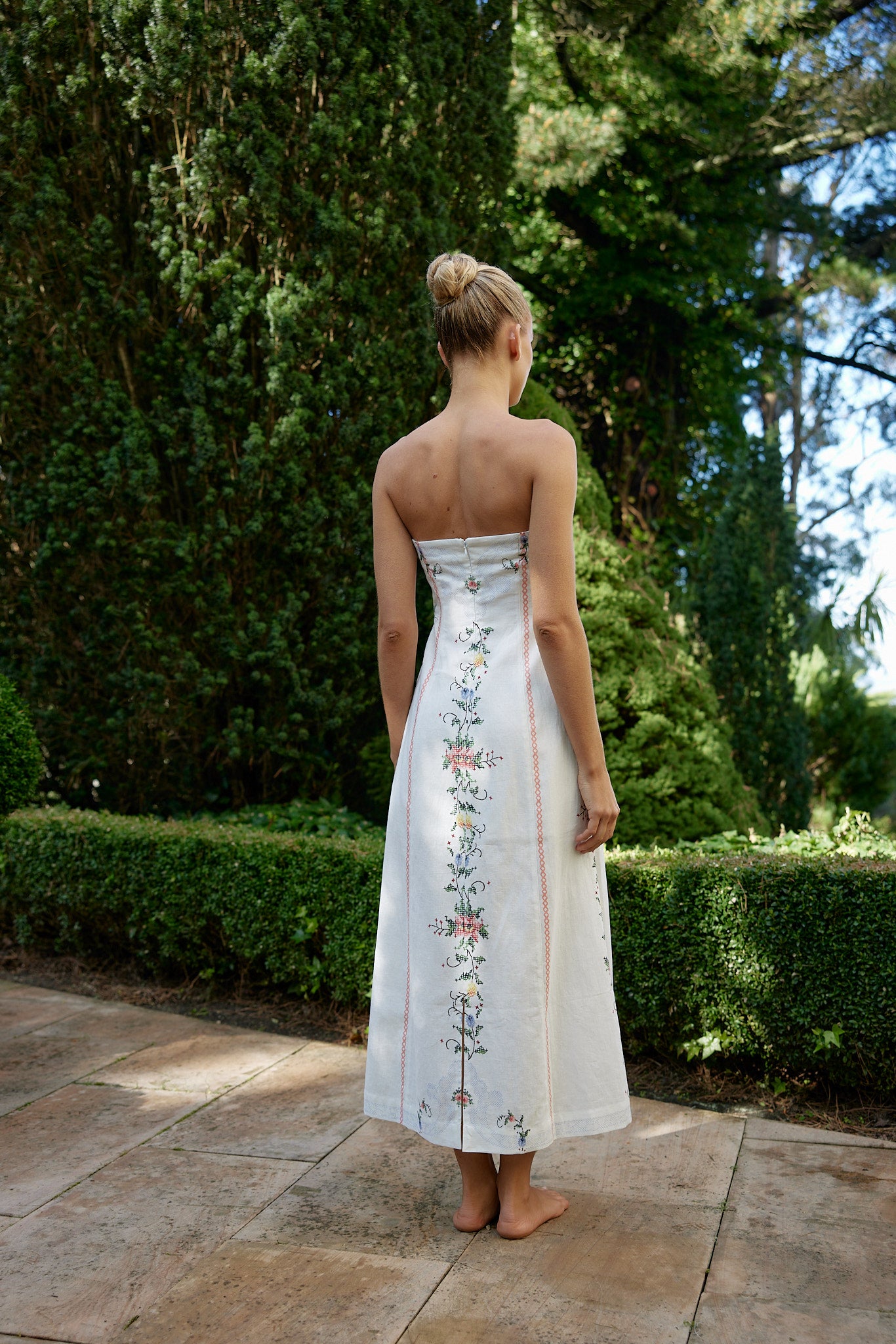 Harper pocket long dress ivory andmary Harper pocket long