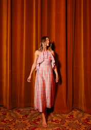 ROMANE GOWN PAPAYA PLAID
