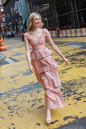 ROMANE TOP PAPAYA PLAID