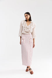 LILLIAN SKIRT POPPY ANTIQUE STRIPE