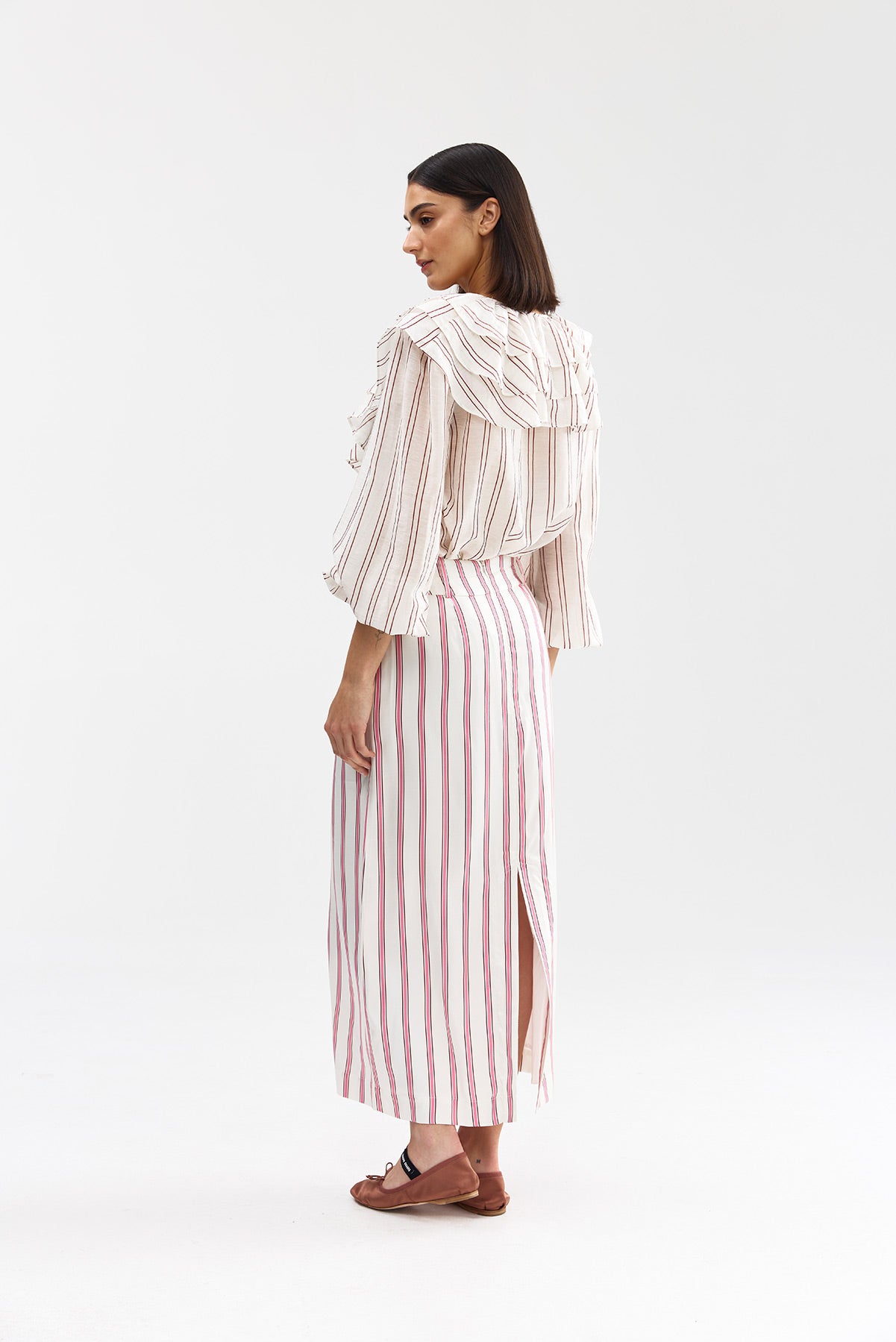 LILLIAN SKIRT POPPY ANTIQUE STRIPE