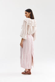 LILLIAN SKIRT POPPY ANTIQUE STRIPE