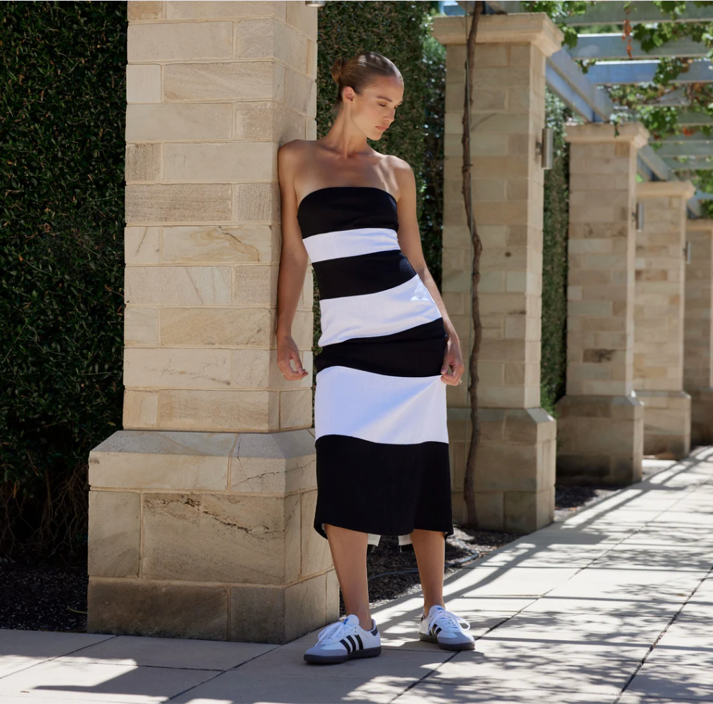 THE IDA DRESS IN NERO/OPTIC