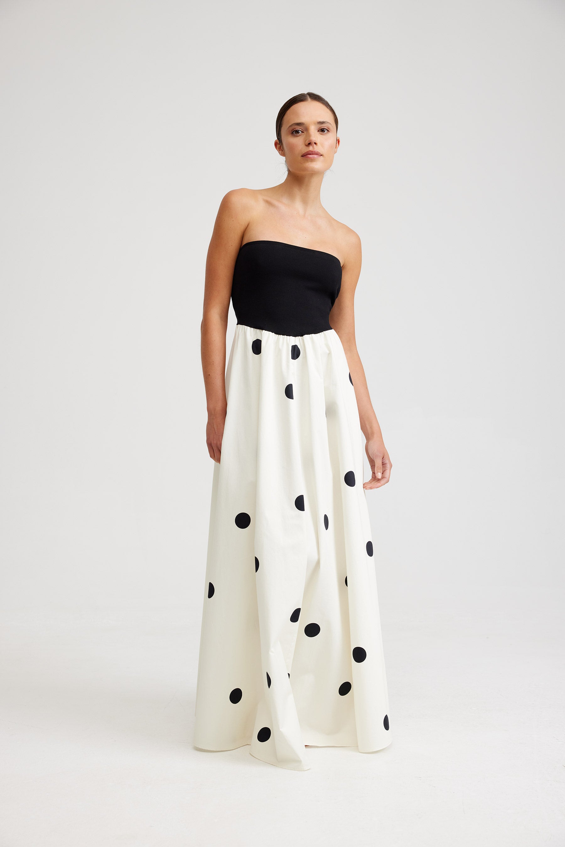 FRANKIE DRESS IN NERO/MILK DOT