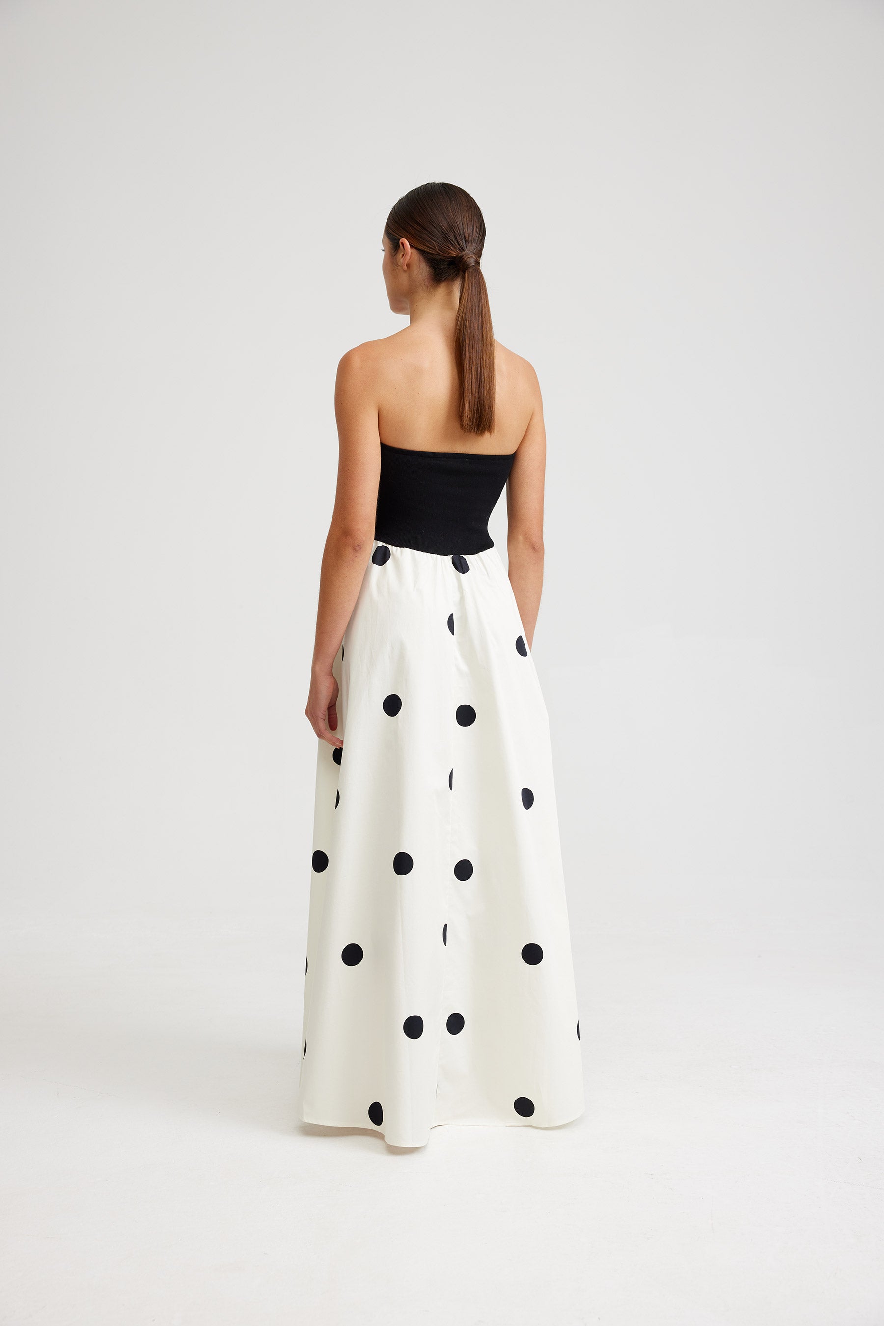 FRANKIE DRESS IN NERO/MILK DOT