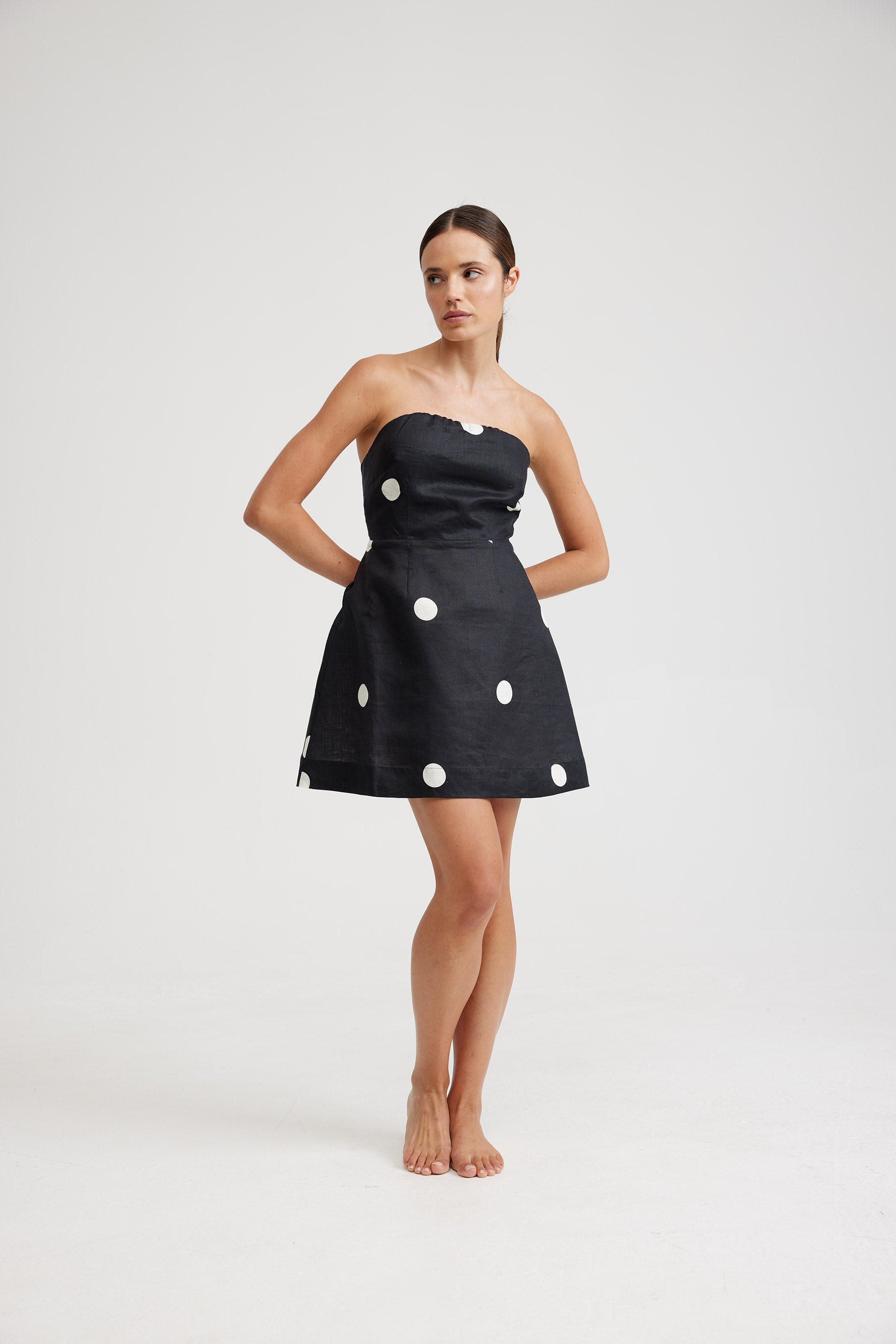 BEATRIX DRESS – NERO/MILK DOT