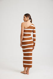 THE CARMEN DRESS IN MILK/CIGAR STRIPE