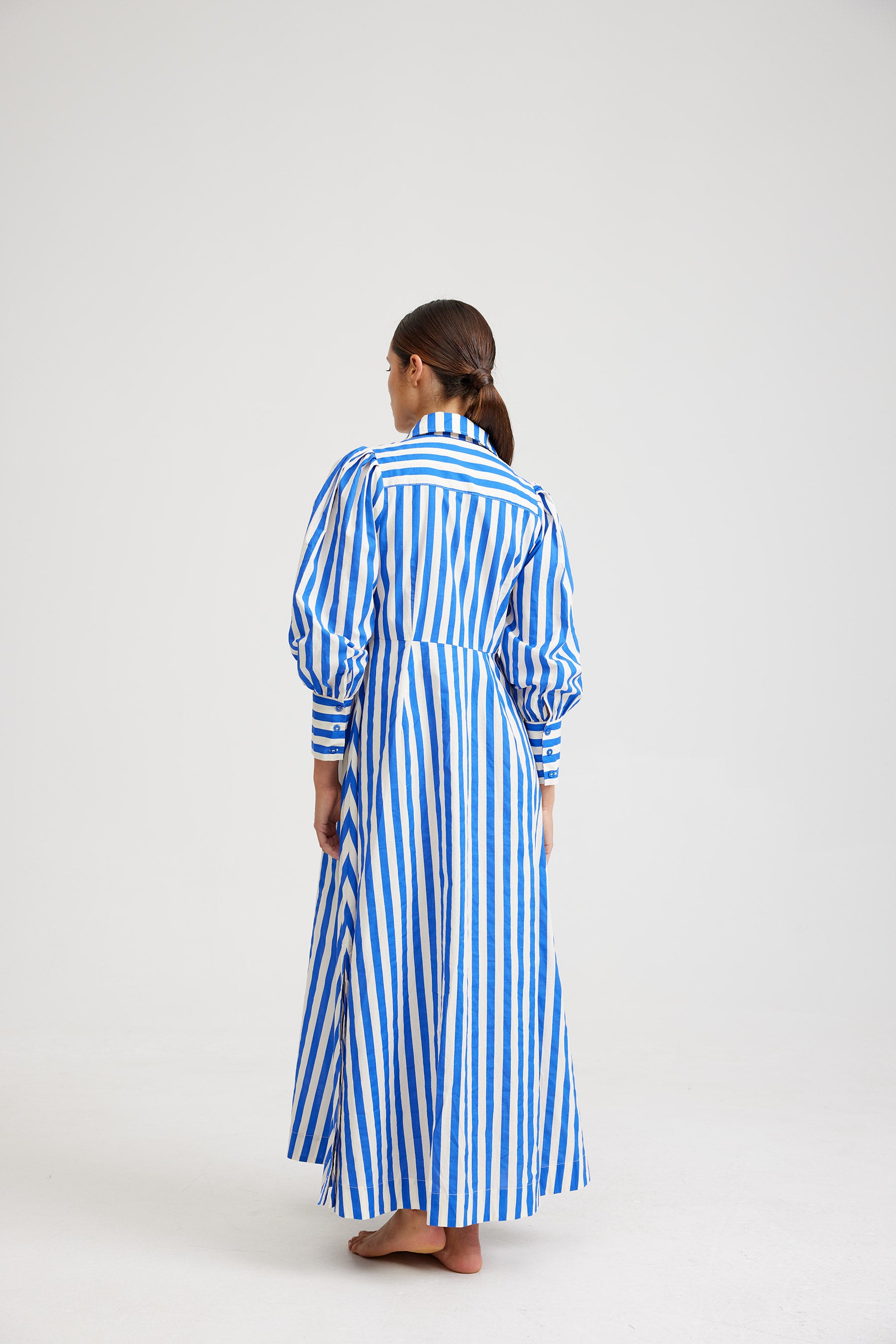 THE ELLE DRESS – SAPPHIRE/MILK STRIPE