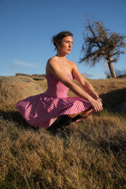 CECE DRESS MAGENTA STRIPE