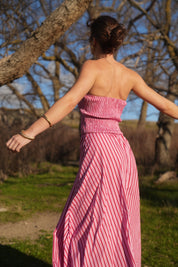 LAYLA DRESS MAGENTA STRIPE