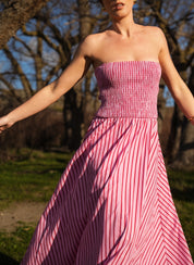LAYLA DRESS MAGENTA STRIPE