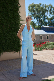 THE HARPER PANT IN ICE BLUE STRIPE