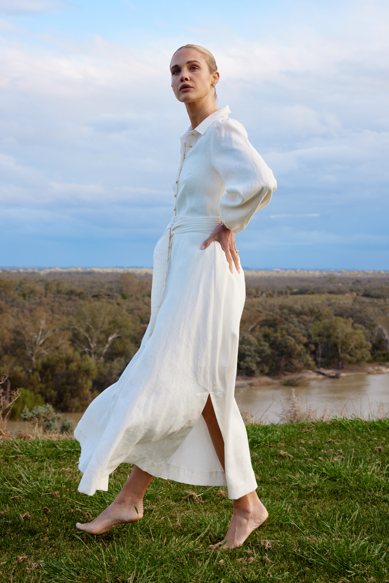 Ivory linen deals dress