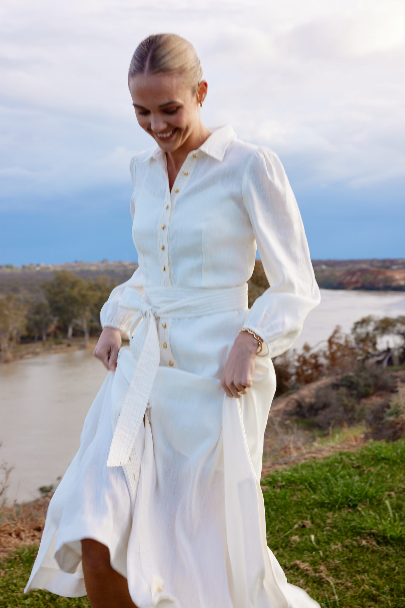 Ivory linen deals dress