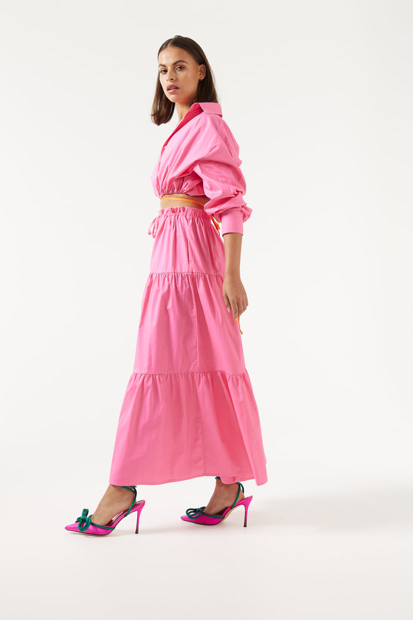 THE JIMMY TIERED SKIRT IN HIBISCUS