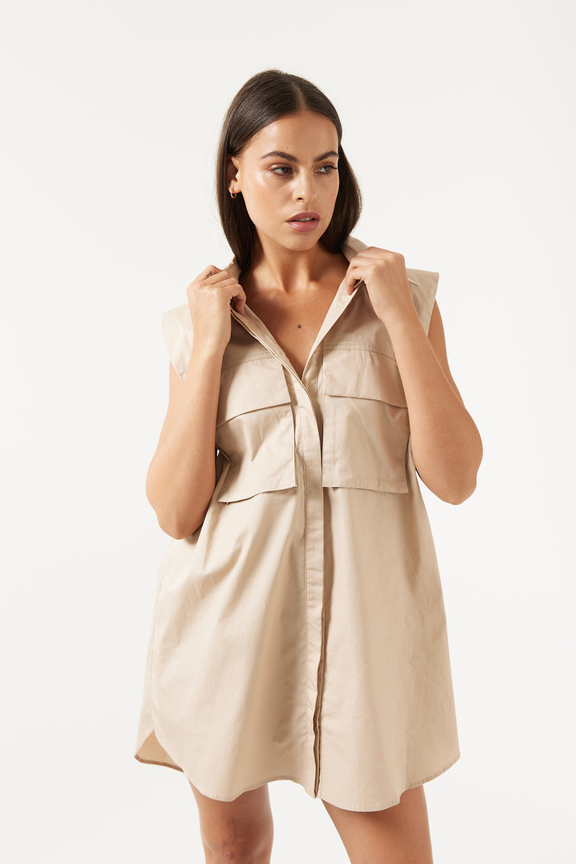 THE SILAS SHIRT DRESS in CLAY